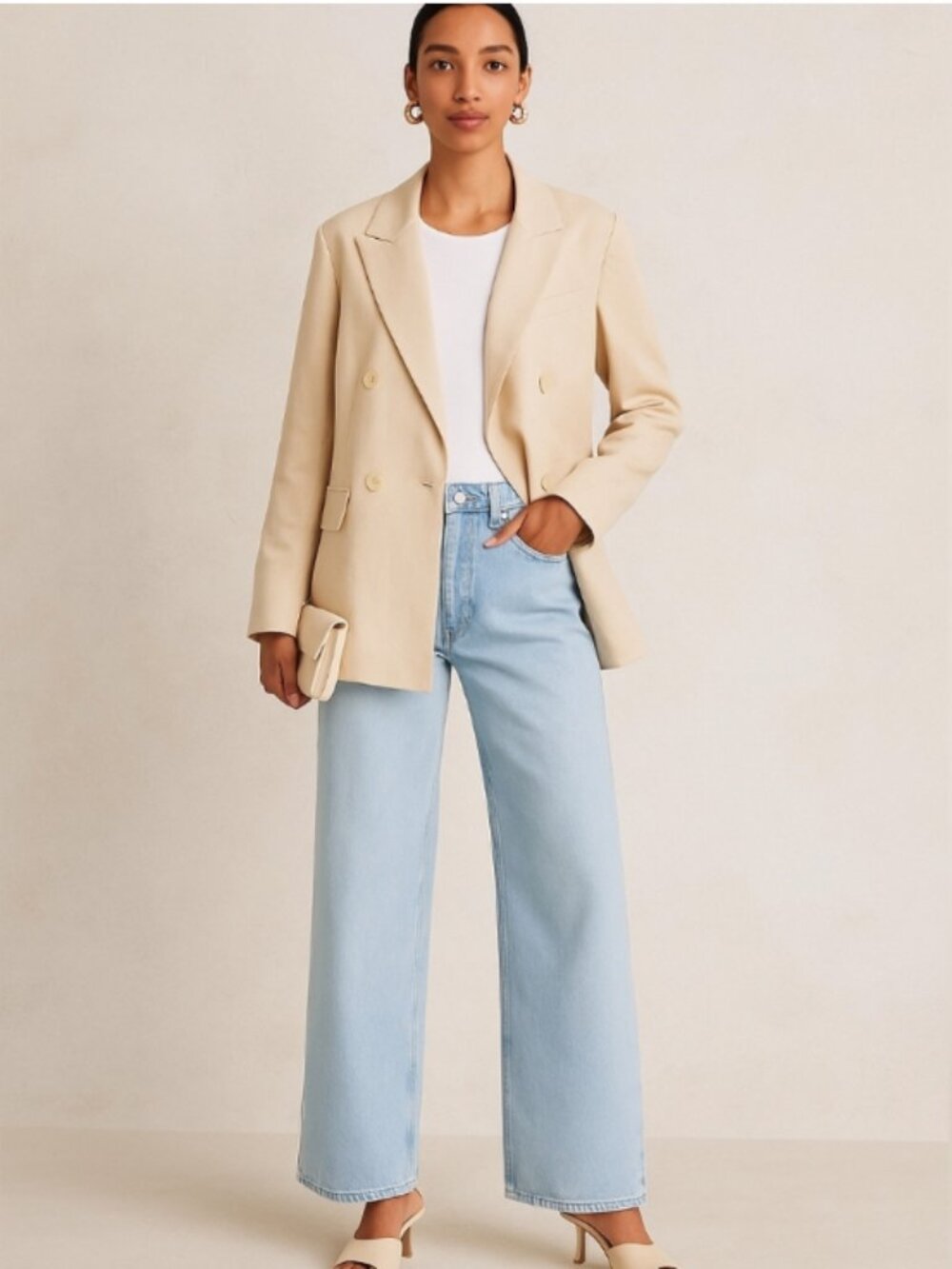 NWT rag & bone Emile Double-Breasted Linen Blazer